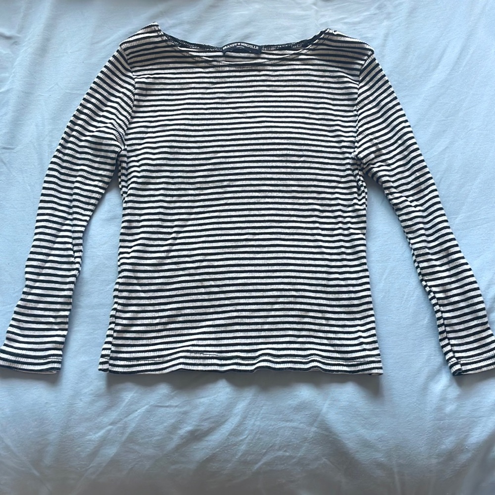 White and Black Striped Brandy Melville Long Sleeve